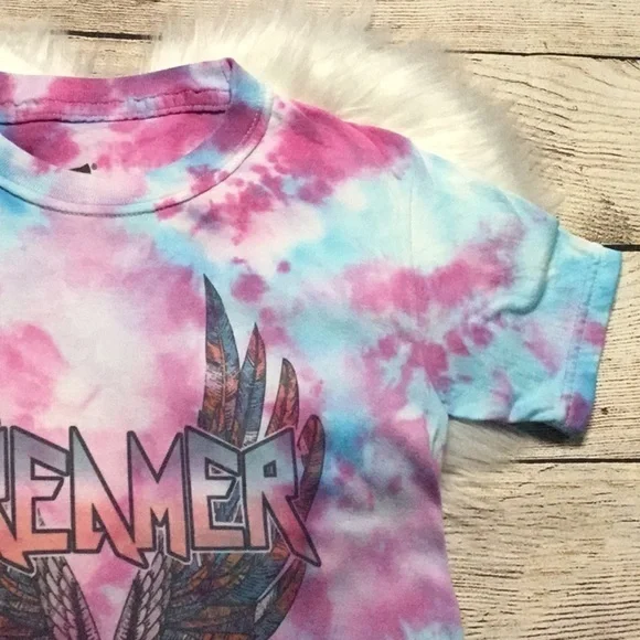 ⭐FLASH SALE Toddler Girl Pink Purple Tie Dye Dreamer Shirt - Picture 2 of 5